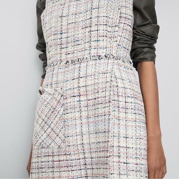 Zara Tweed Dress with Black Long Sleeves - Picture 1 of 5